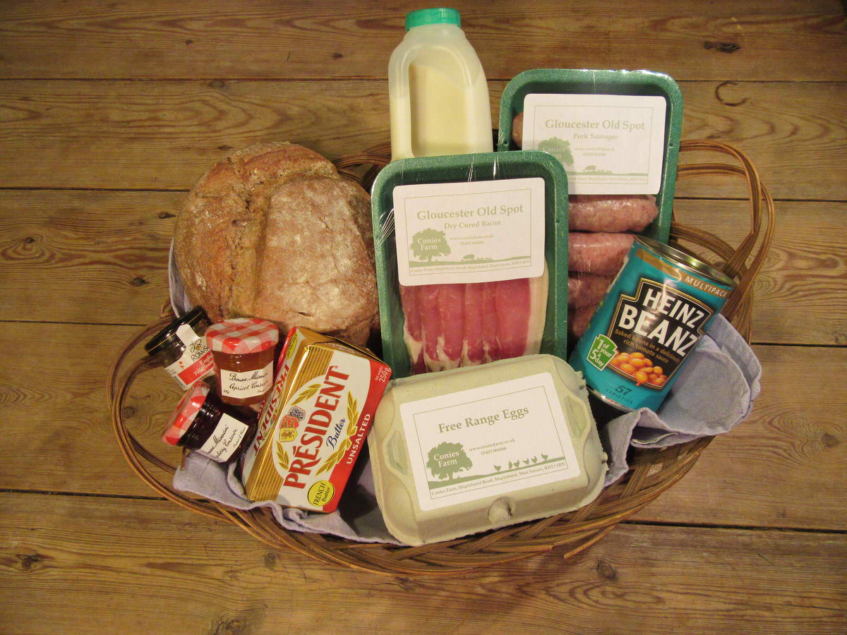 Hamper of breakfast goodies