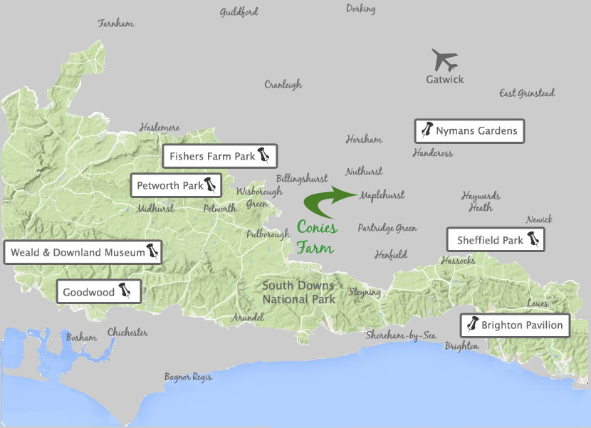 A map of Sussex attractions