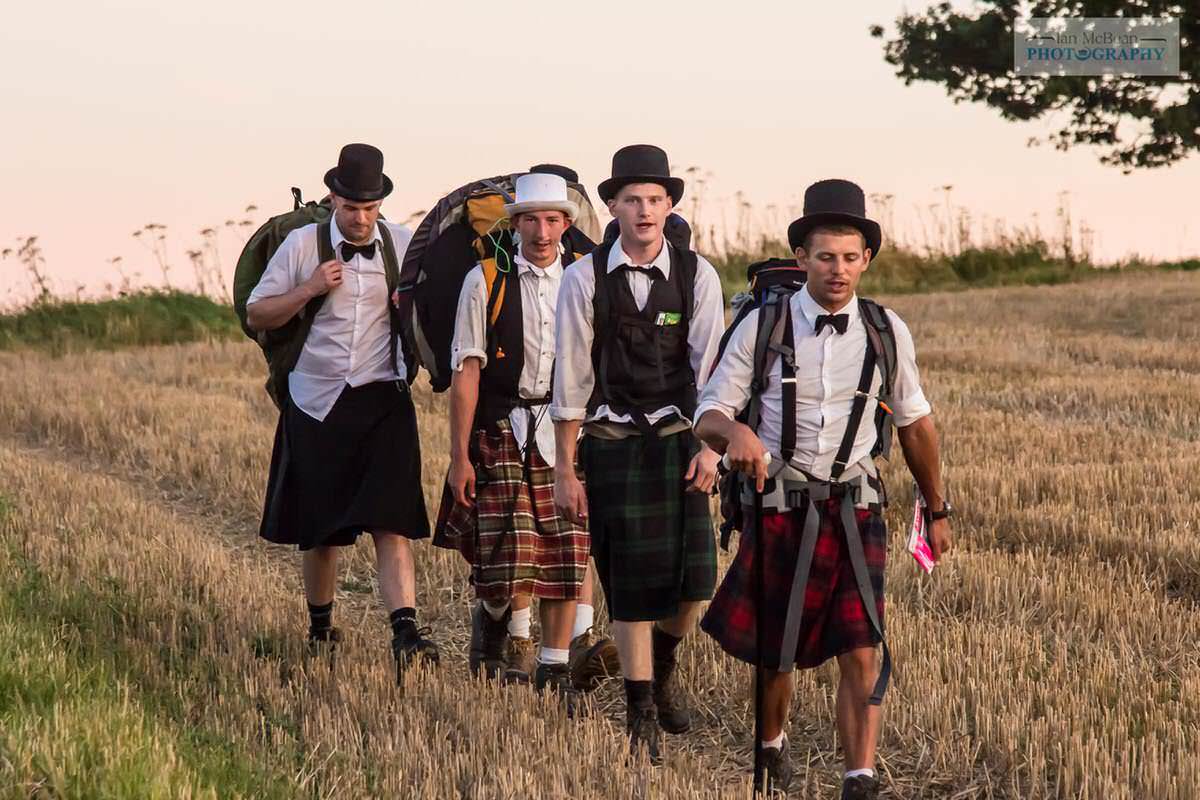 Kilted Hikers on the Downs